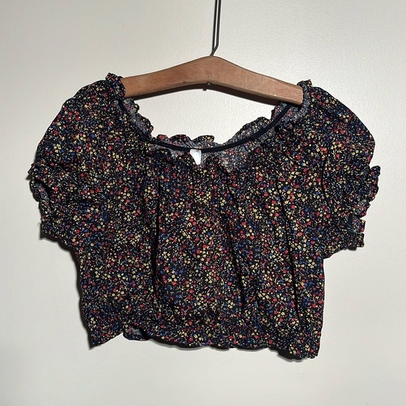 Los Angeles Apparel Floral Crop Top - Picture 1 of 7